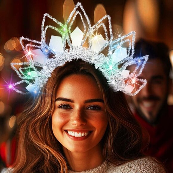 Light Up Headband Led Silver Headbands Glow Disco Party Costume Hair Accessories - Picture 7 of 7